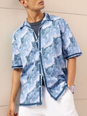 Kook N Keech Men Printed Casual Blue Shirt