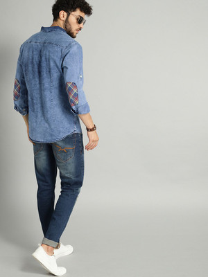 Roadster Men Washed Casual Blue Shirt