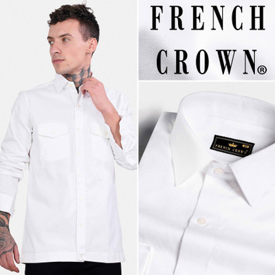 HOC Men Self Design Casual White Shirt