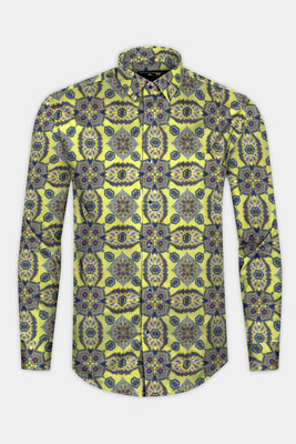 french crown Men Printed Casual Yellow Shirt