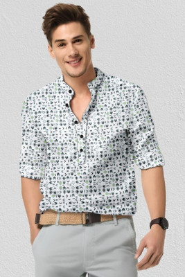 Arth Enterprise Men Printed Casual White Shirt