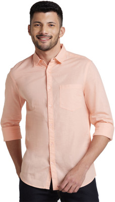 Globus Men Self Design Casual Pink Shirt