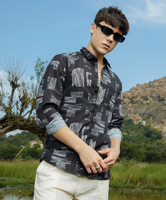 CAMPUS SUTRA Men Striped Casual Black Shirt