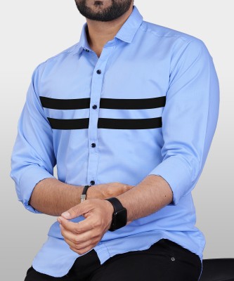 VeBNoR Men Solid Casual Light Blue Shirt