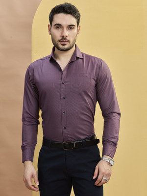 STONEBERG Men Solid Formal Purple Shirt