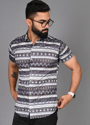 FUBAR Men Printed Casual Grey Shirt