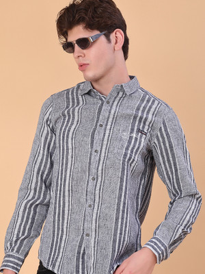 V-MART Men Striped Casual Blue Shirt