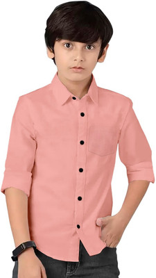 Glusic Trends Boys Solid Casual Orange Shirt