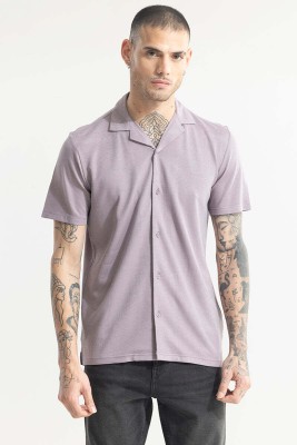 Snitch Men Solid Casual Pink Shirt