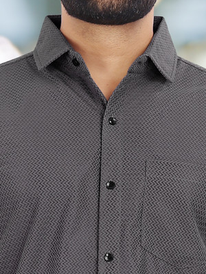 VeBNoR Men Self Design Casual Grey Shirt