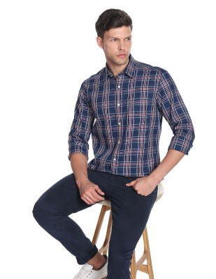 Arrow Sport Men Checkered Casual Dark Blue, Red, White Shirt