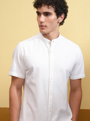 HIGHLANDER Men Self Design Casual White Shirt
