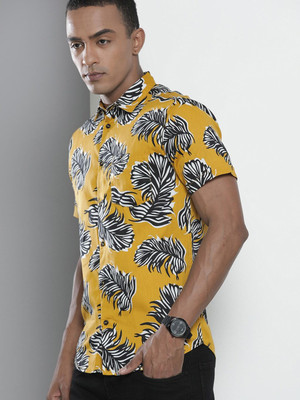 The Indian Garage Co. Men Printed Beach Wear Yellow Shirt