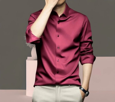 SHREEJI ENTERPRISE Men Solid Casual Maroon Shirt