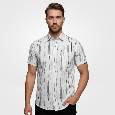 Hawk & Hounds Men Printed Casual White Shirt