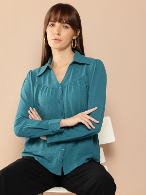 her by invictus Women Solid Casual Green Shirt