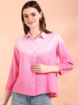 METRONAUT Women Dyed/Ombre Casual Pink Shirt