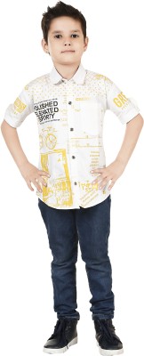 SIRIN Boys Printed Casual Yellow, White Shirt