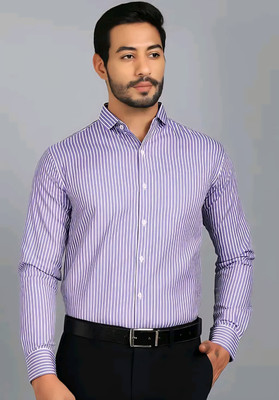 JILANI TRADERS Men Striped Formal Purple Shirt