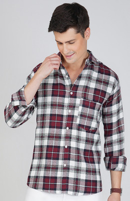 METRONAUT Men Striped Casual Maroon Shirt