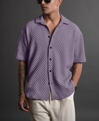 javier Men Self Design Casual Green Shirt