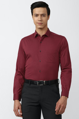 PETER ENGLAND Men Self Design Formal Maroon Shirt