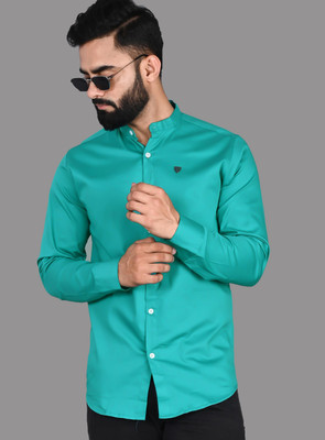 FUBAR Men Solid Casual Green Shirt