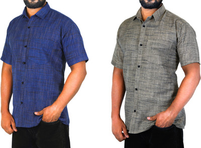 Auzanoor Collection Men Self Design Casual Multicolor Shirt(Pack of 2)