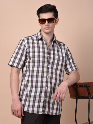 CRIMSOUNE CLUB Men Checkered Casual Brown Shirt