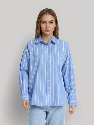 Tokyo Talkies Women Striped Casual Blue Shirt