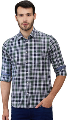 PARX Men Checkered Casual Green Shirt