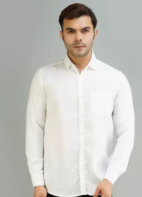 THREADDZILLAA Men Solid Formal White Shirt