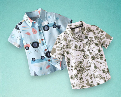 RAVYA TRENDZ Boys Printed Casual Multicolor Shirt(Pack of 2)