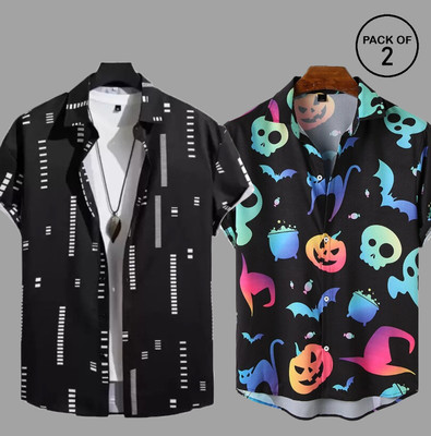 CHENECLOTH Men Printed Casual Multicolor Shirt(Pack of 2)