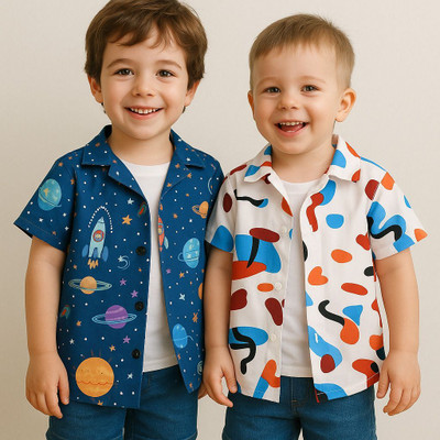 SVNFashion Boys Printed Casual Multicolor Shirt(Pack of 2)