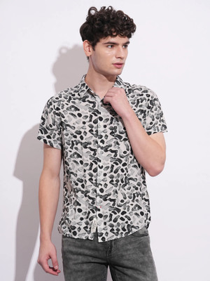 BEING HUMAN Men Self Design Casual Black Shirt