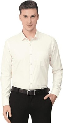 Attiris Men Solid Formal Cream Shirt