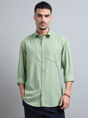 U.S. Pitchers Men Solid Casual Light Green Shirt