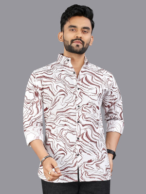 ADWYN PETER Men Printed Casual Red, White Shirt