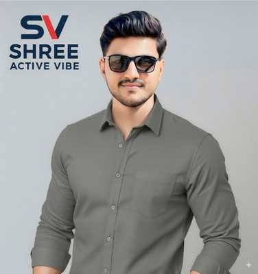 SHREE ACTIVE VIBE Men Solid Formal Grey Shirt