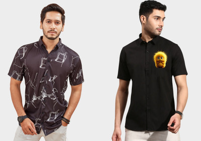DADA IMPEX Men Striped Casual Black Shirt(Pack of 2)