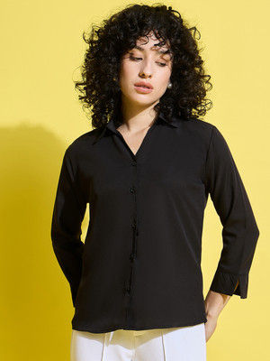 BuyNewTrend Women Solid Formal Brown Shirt
