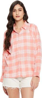 rain tree Women Checkered Casual Pink Shirt