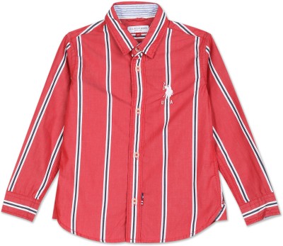 U.S. POLO ASSN. Boys Striped Casual Red Shirt