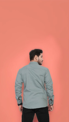 U AND J TREND Men Printed Casual Light Green Shirt