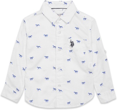 U.S. POLO ASSN. Boys Printed Casual White Shirt