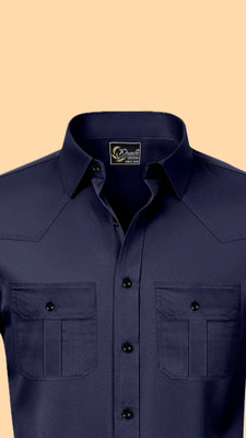 Vilantra Collection Men Self Design Casual Blue Shirt