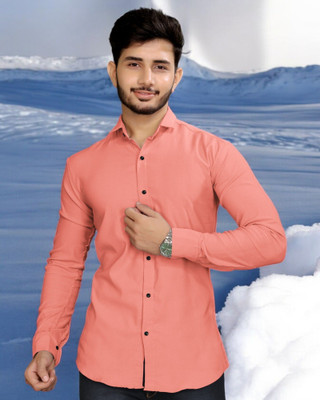 GCFAB Men Solid Casual Pink Shirt
