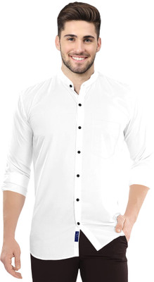 P & V Creations Men Solid Casual White Shirt