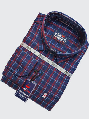 VK CREATTION Men Striped Casual Dark Blue, Red, White Shirt